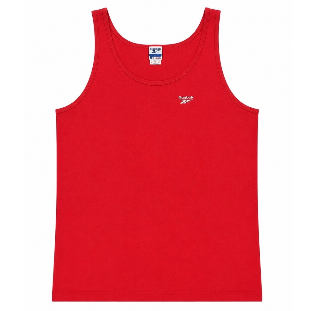 VTG Reebok Mens 2XL Red Tank Top Embroidered Vector Logo Gym Shirt USA Made